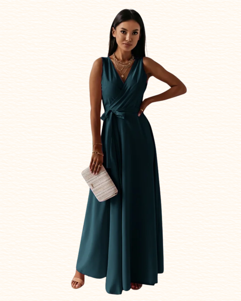 Robe Cache-Cœur Sans Manches Pour Femme | Maxi