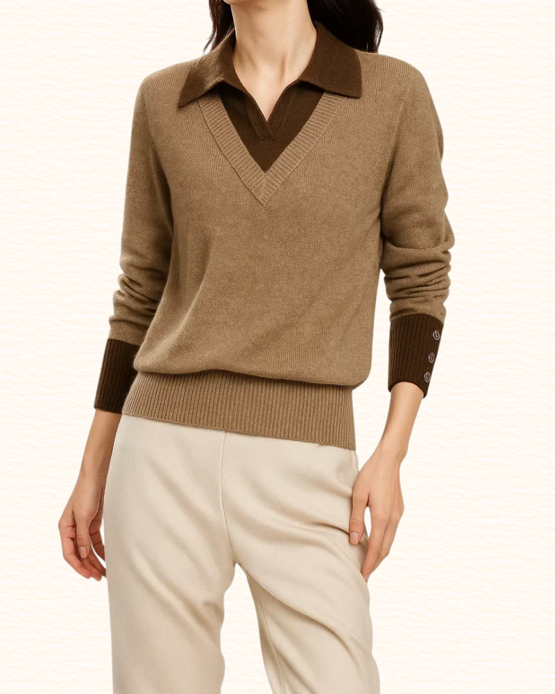 Pull À Col Chemise Pour Femme | Effet Superposé