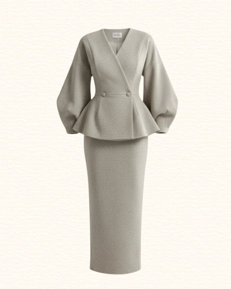 Tailleur Jupe Pour Femme | Ensemble Blazer À Col V