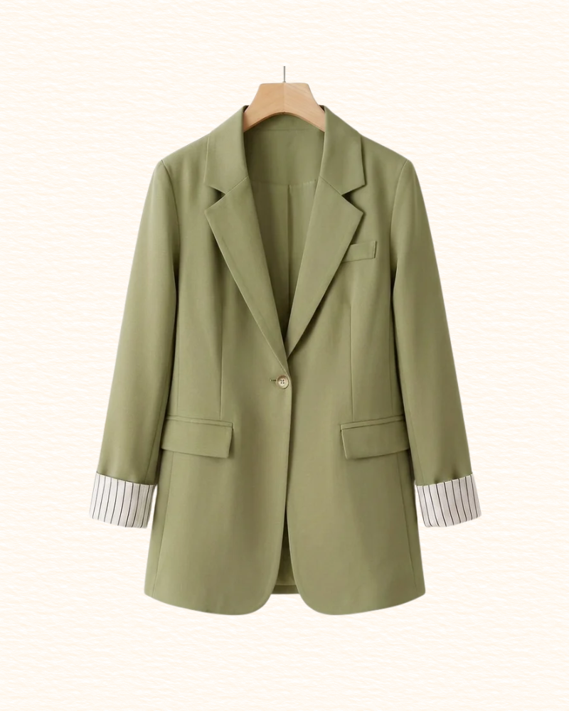 Blazer Uni Pour Femme | Revers De Manches Rayés