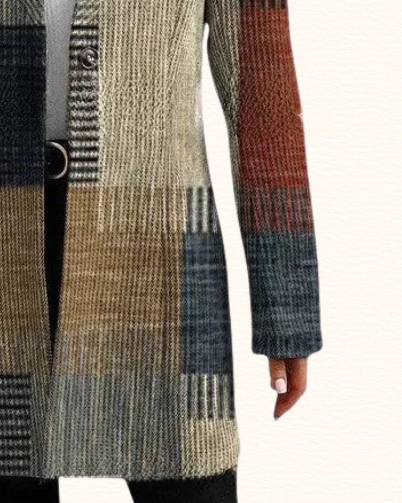 Blazer Long À Carreaux Pour Femme | Effet Patchwork