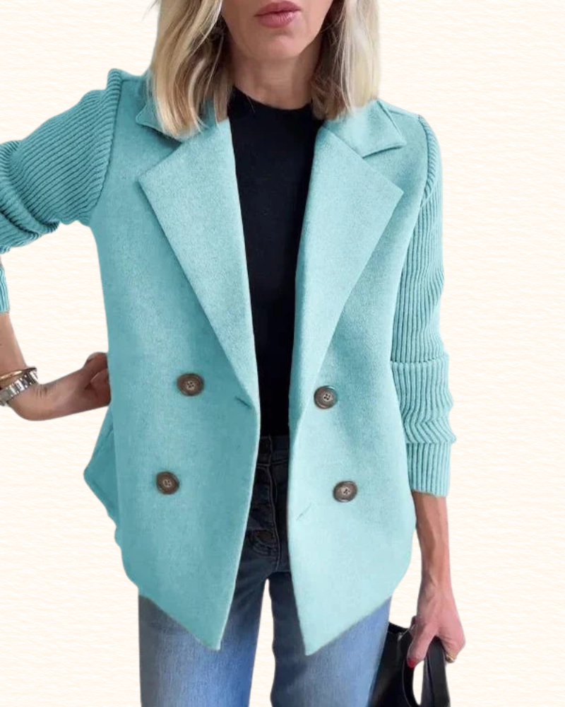 Blazer À Manches Contrastantes Pour Femme | Double Boutonnage