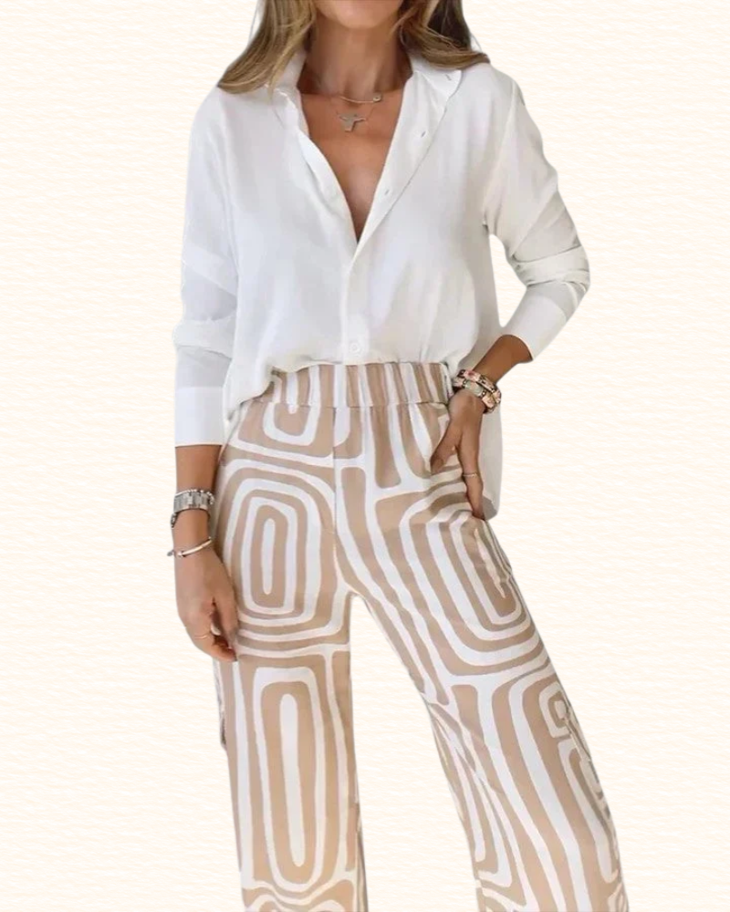 Ensemble Chemisier Et Pantalon Pour Femme | Motifs Géométriques