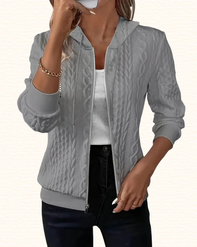 Gilet Zippé Pour Femme | Col Montant Et Motifs Torsadés
