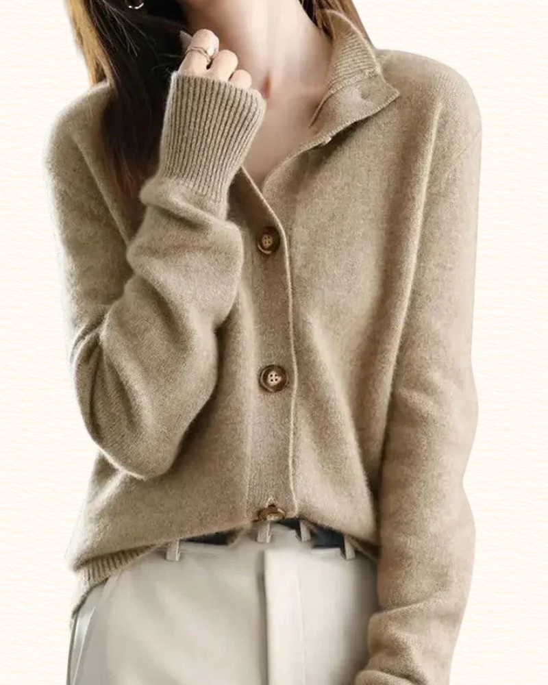 Cardigan À Col Rabattu Pour Femme | Boutons Contrastants