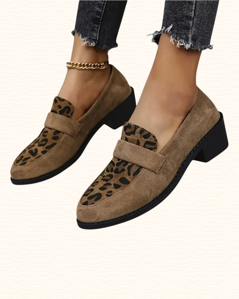 Mocassins Léopard Pour Femme | Talon Bas