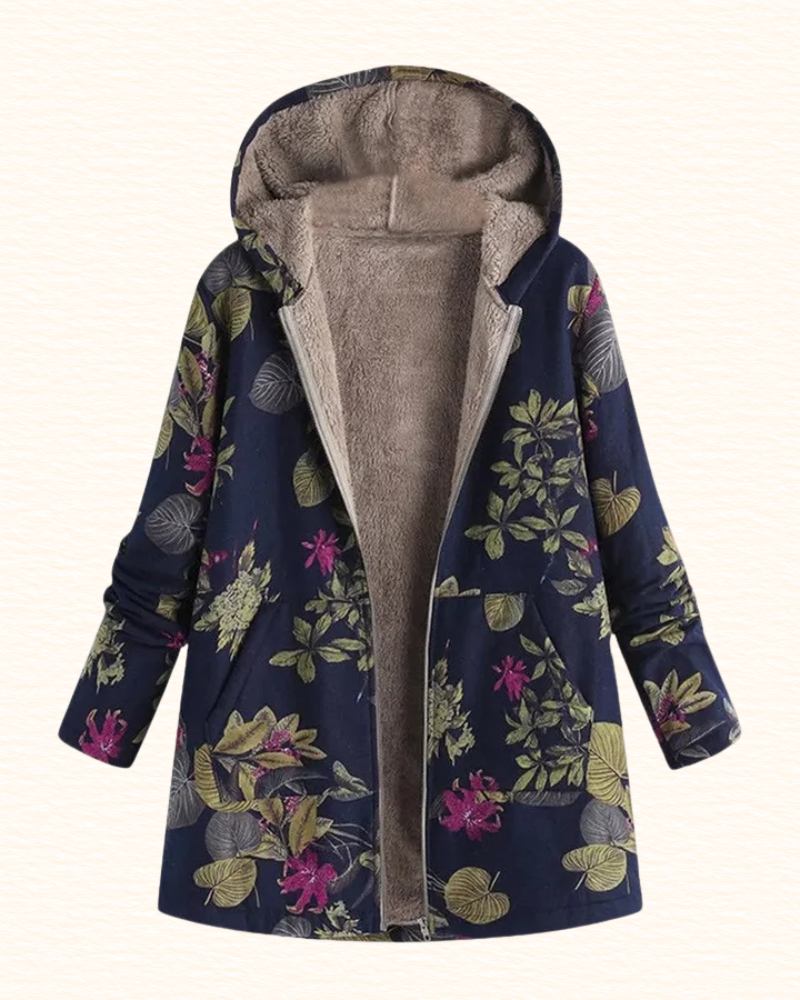 Veste Fleurie À Capuche Pour Femme | Fermeture Zippée