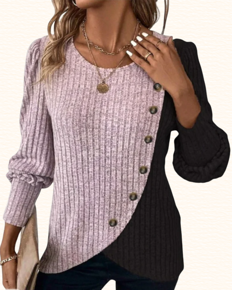 Pull Bicolore Pour Femme | Coupe Asymétrique