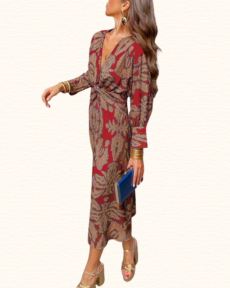 Robe Imprimée À Col V Pour Femme | Maxi