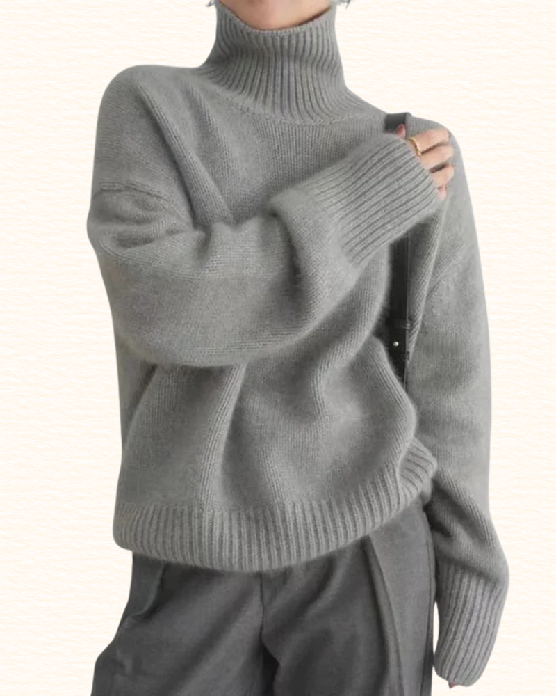 Pull Uni À Col Montant Pour Femme | Finitions Côtelées