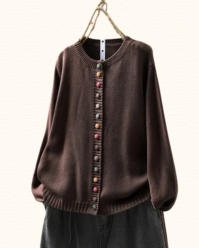 Cardigan À Col Rond Pour Femme | Boutons Décoratifs