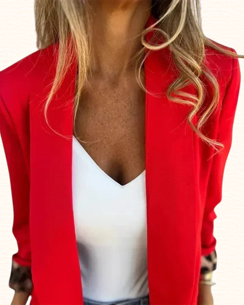 Blazer À Doublure Léopard Pour Femme | Poignets Contrastants