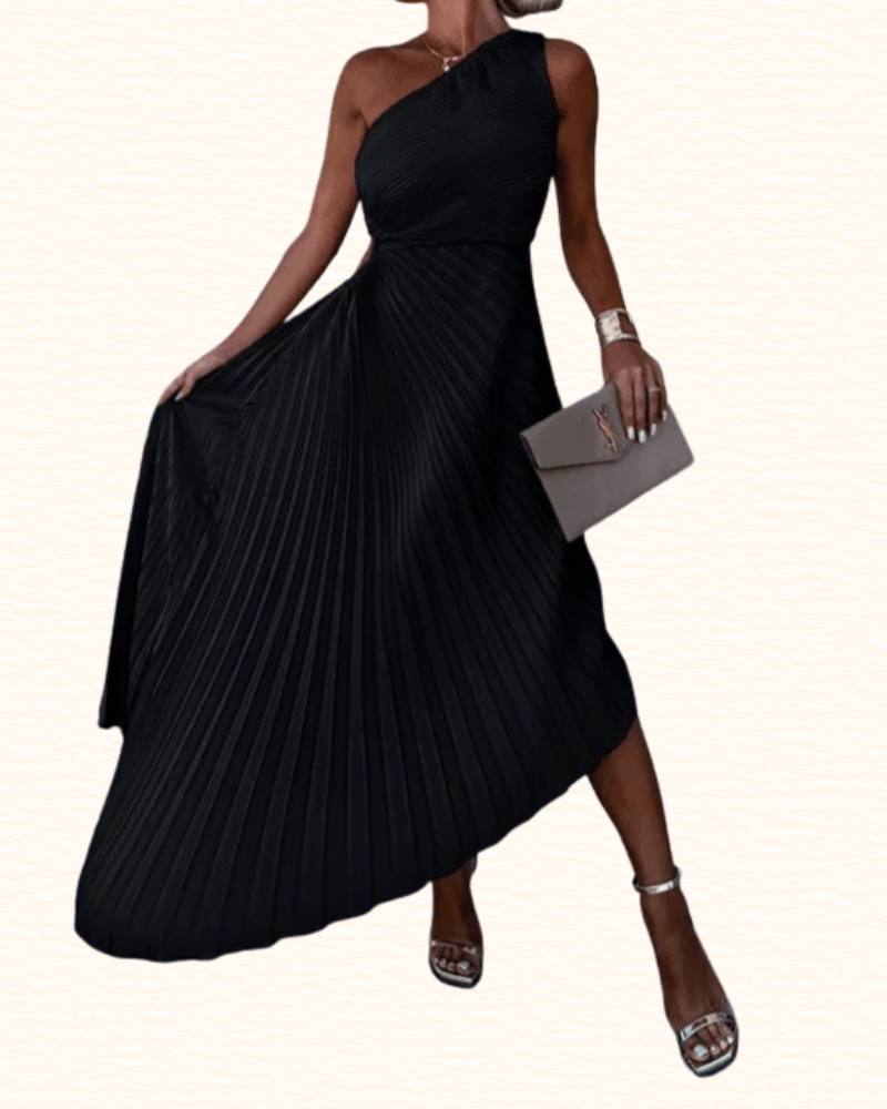 Robe Plissée À Une Épaule Pour Femme | Midi