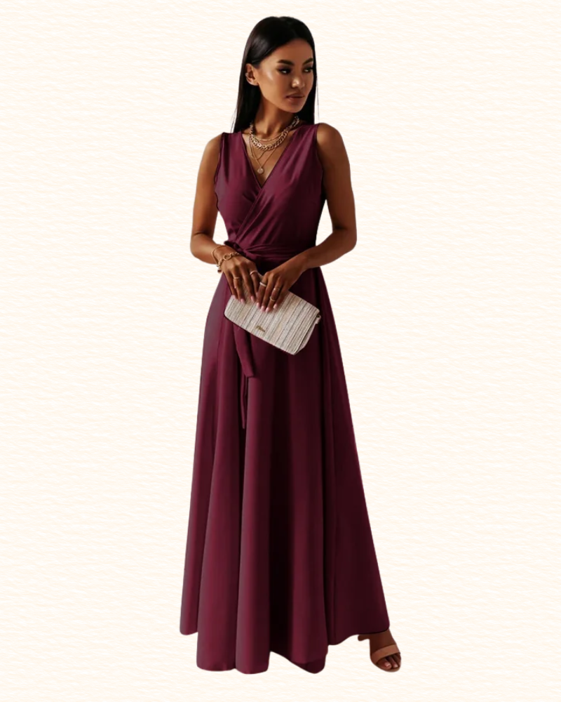 Robe Cache-Cœur Sans Manches Pour Femme | Maxi