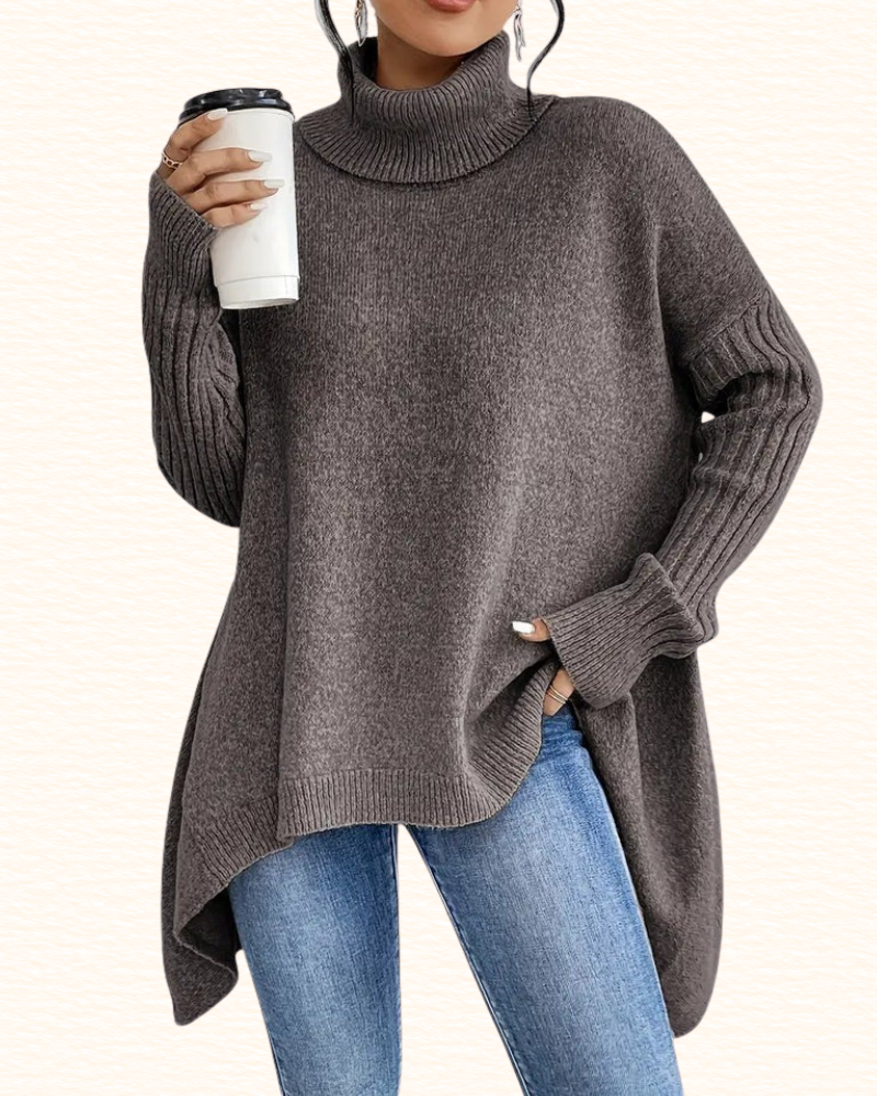 Pull Long À Col Roulé Pour Femme | Ourlet Asymétrique
