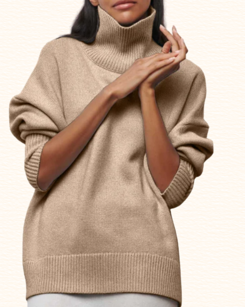 Pull Ample À Col Roulé Pour Femme | Épaules Tombantes