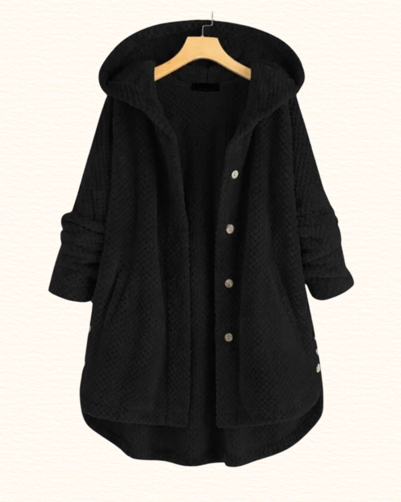 Veste Longue À Capuche Pour Femme | Boutons Décoratifs