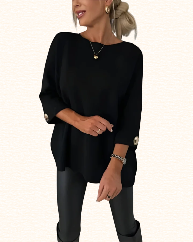 Pull Long Uni Pour Femme | Col Rond