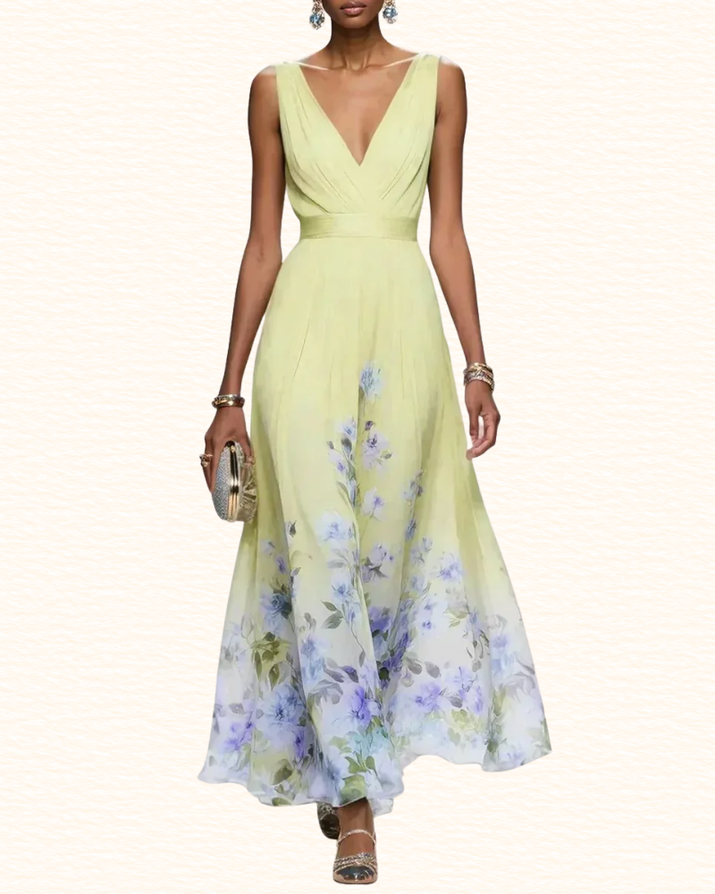 Robe Fleurie À Col V Pour Femme | Midi