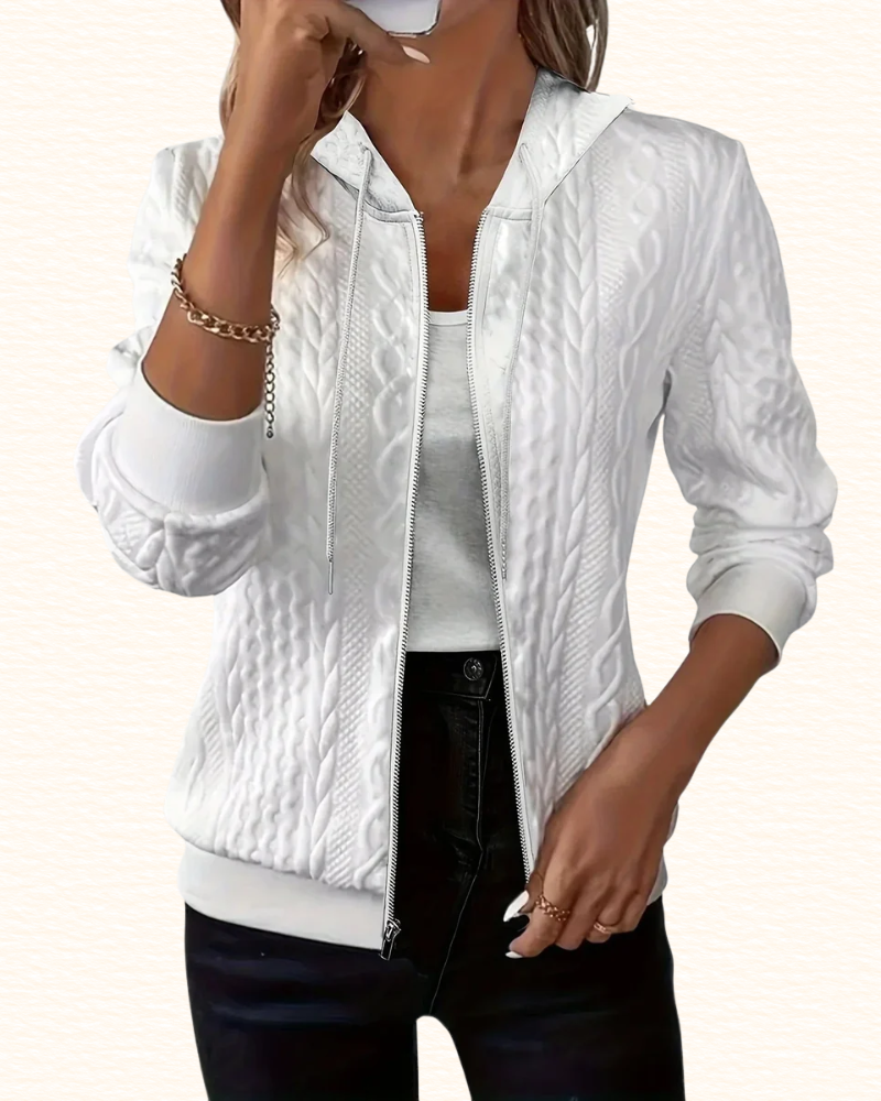 Gilet Zippé Pour Femme | Col Montant Et Motifs Torsadés