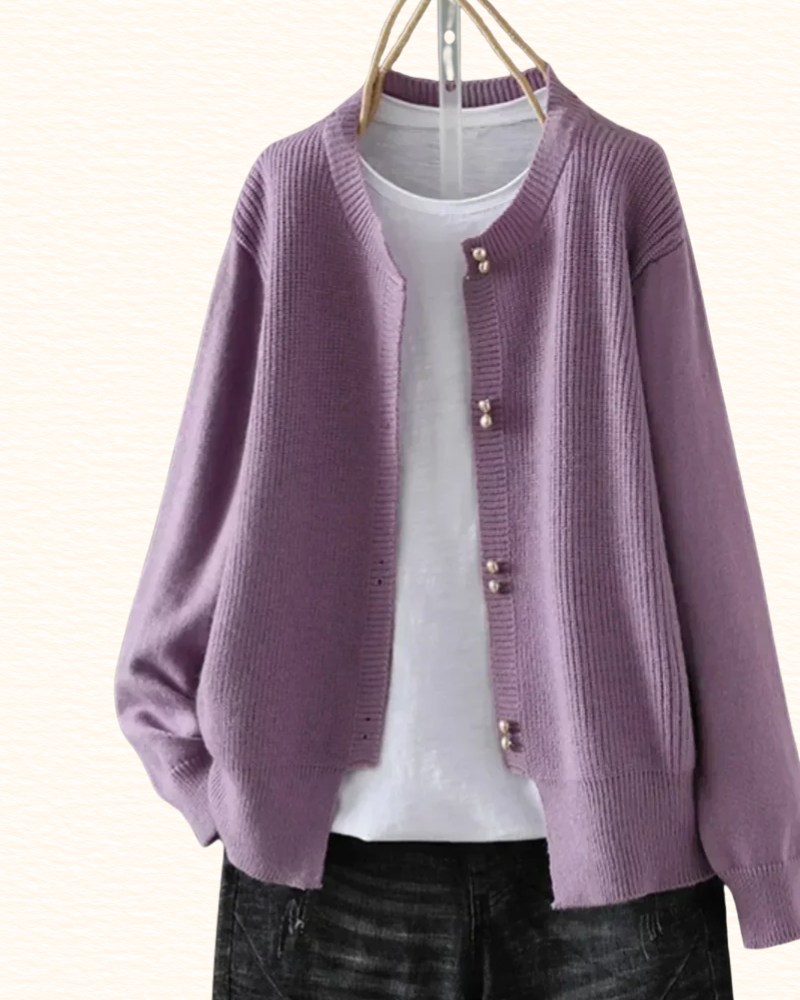 Cardigan À Boutons Effet Perle Pour Femme | Col Rond