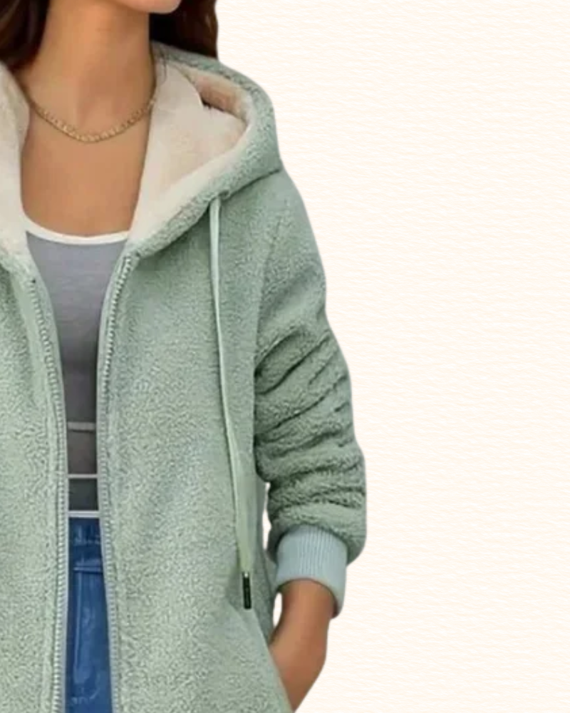 Veste Longue À Capuche Pour Femme | Texture Bouclée