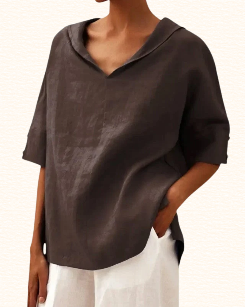 Blouse Unie Pour Femme | Col V Et Coupe Ample