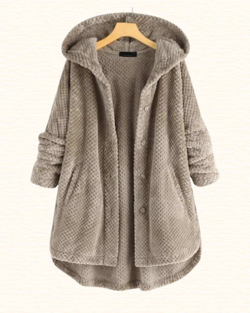 Veste Longue À Capuche Pour Femme | Boutons Décoratifs