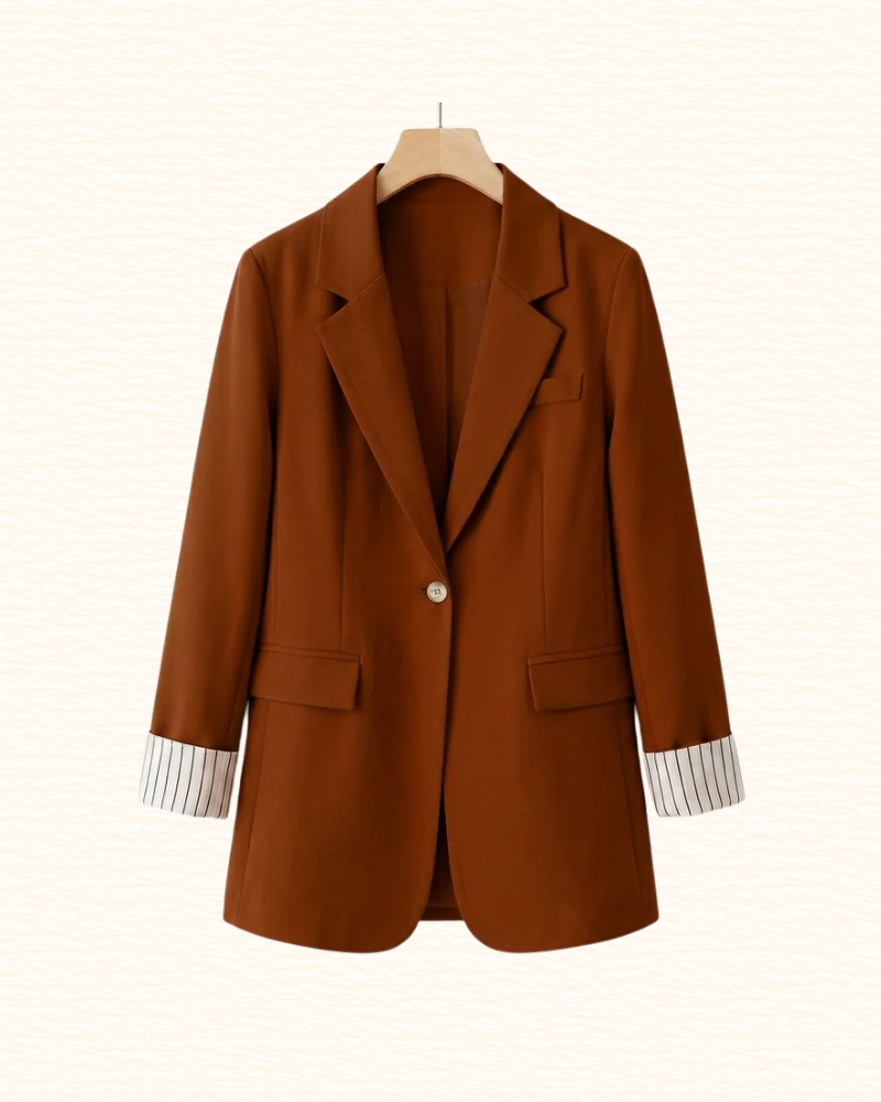 Blazer Uni Pour Femme | Revers De Manches Rayés