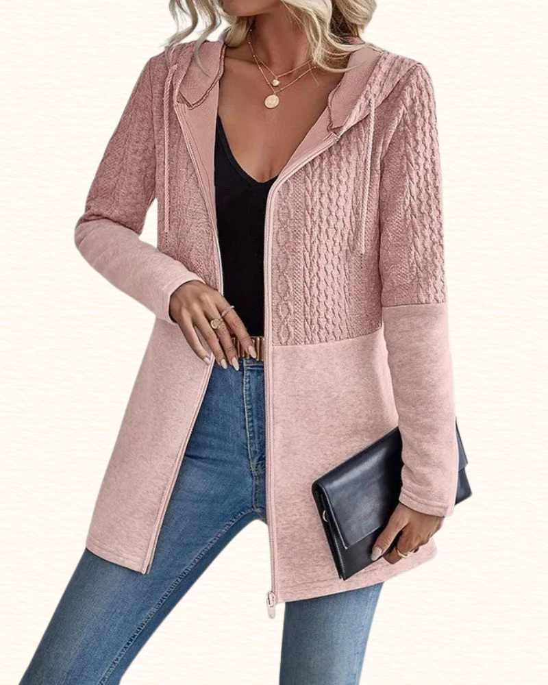 Veste Texturée Pour Femme | Capuche Et Coupe Longue