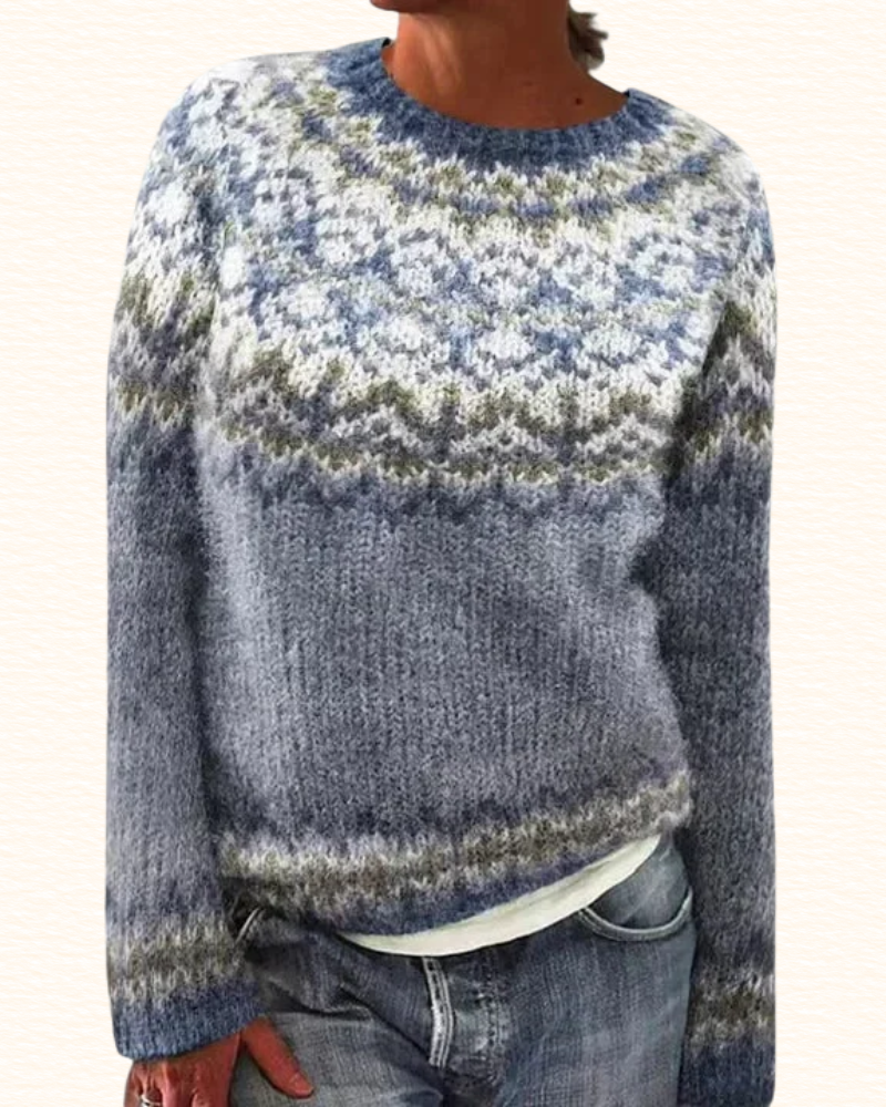 Pull À Motifs Nordiques Pour Femme | Col Rond