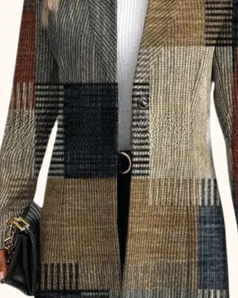 Blazer Long À Carreaux Pour Femme | Effet Patchwork