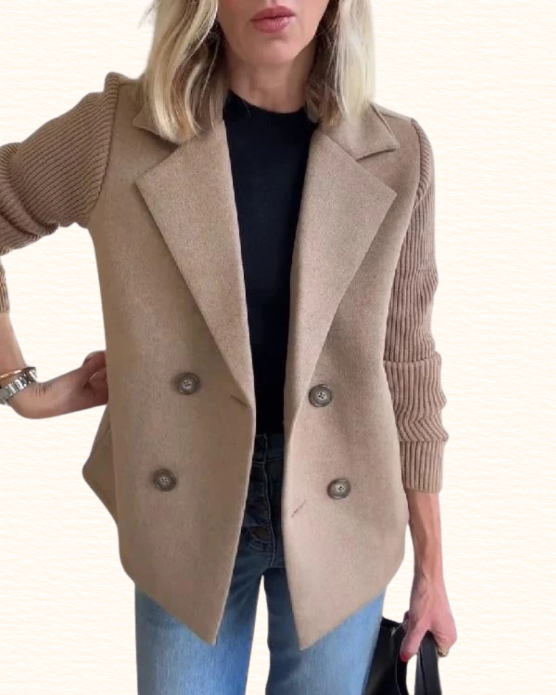Blazer À Manches Contrastantes Pour Femme | Double Boutonnage