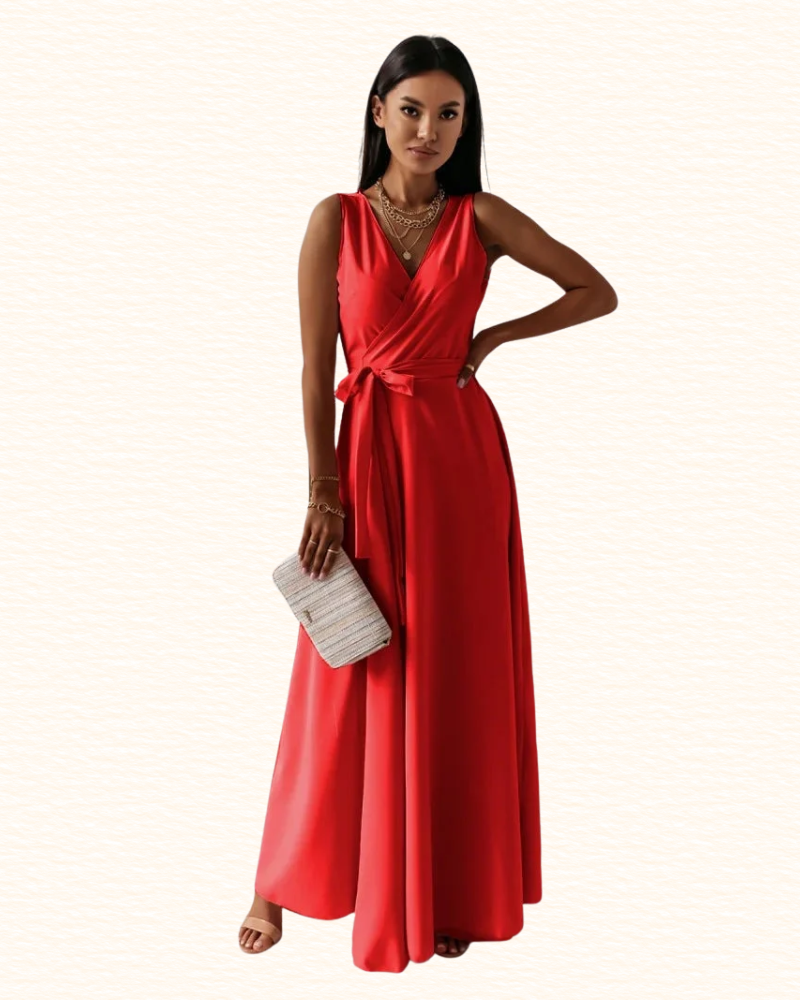 Robe Cache-Cœur Sans Manches Pour Femme | Maxi