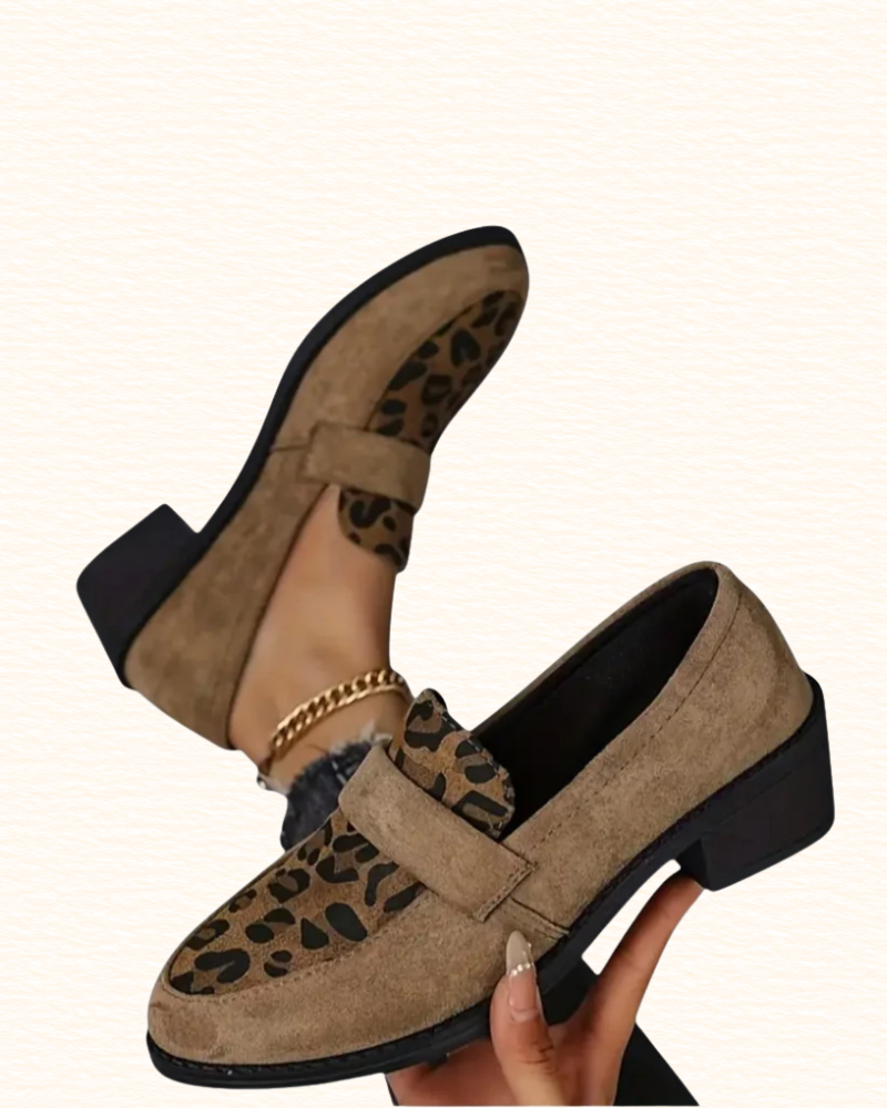 Mocassins Léopard Pour Femme | Talon Bas
