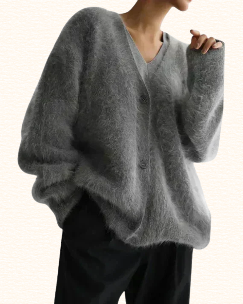 Cardigan Ample Pour Femme | Col V Et Aspect Duveteux