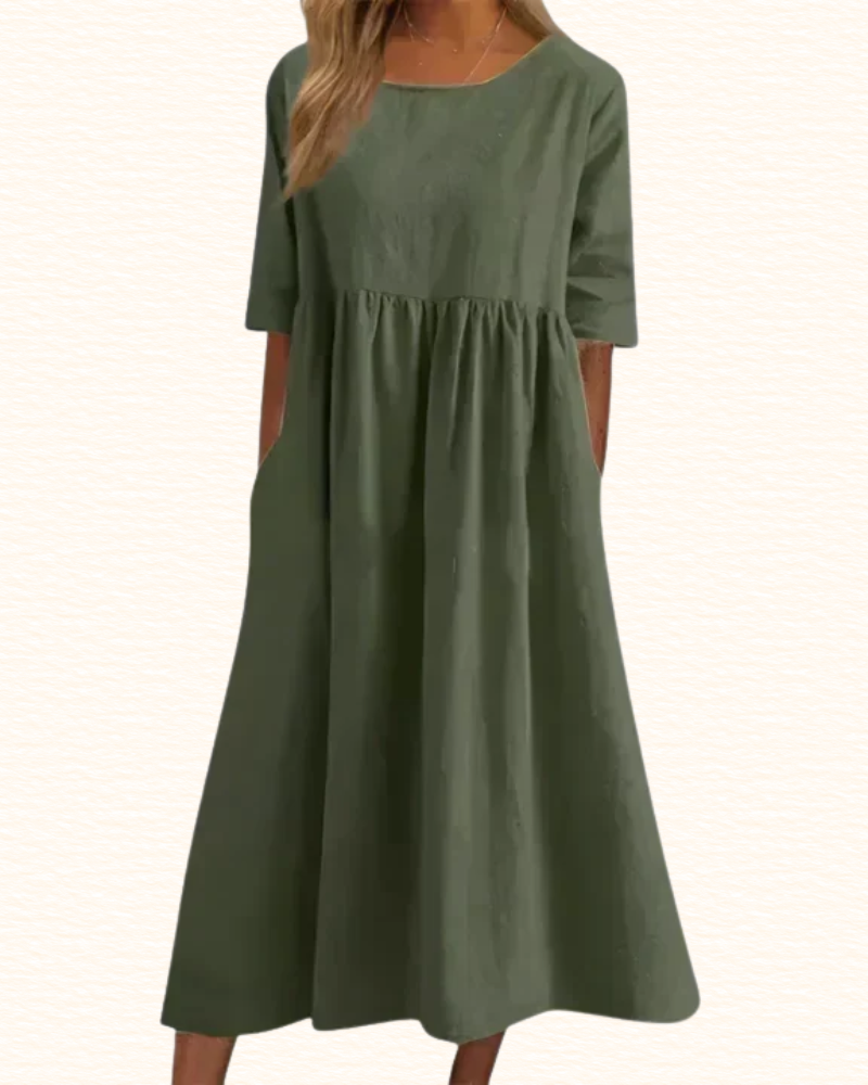 Robe À Taille Empire Et Poches Pour Femme | Midi