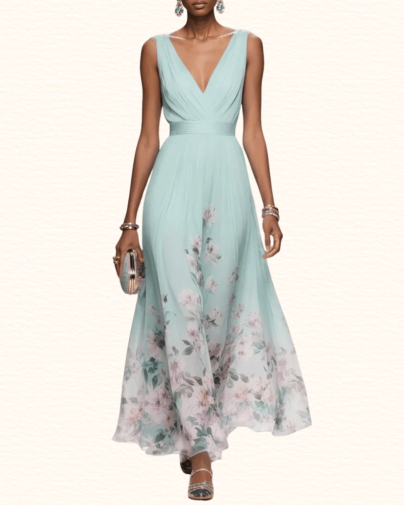 Robe Fleurie À Col V Pour Femme | Midi
