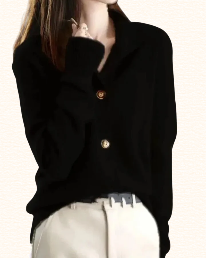 Cardigan À Col Rabattu Pour Femme | Boutons Contrastants