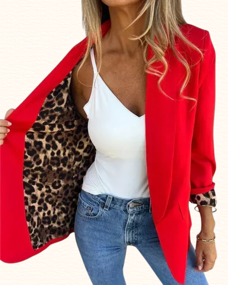 Blazer À Doublure Léopard Pour Femme | Poignets Contrastants