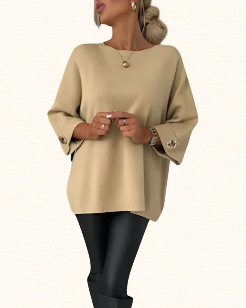 Pull Long Uni Pour Femme | Col Rond
