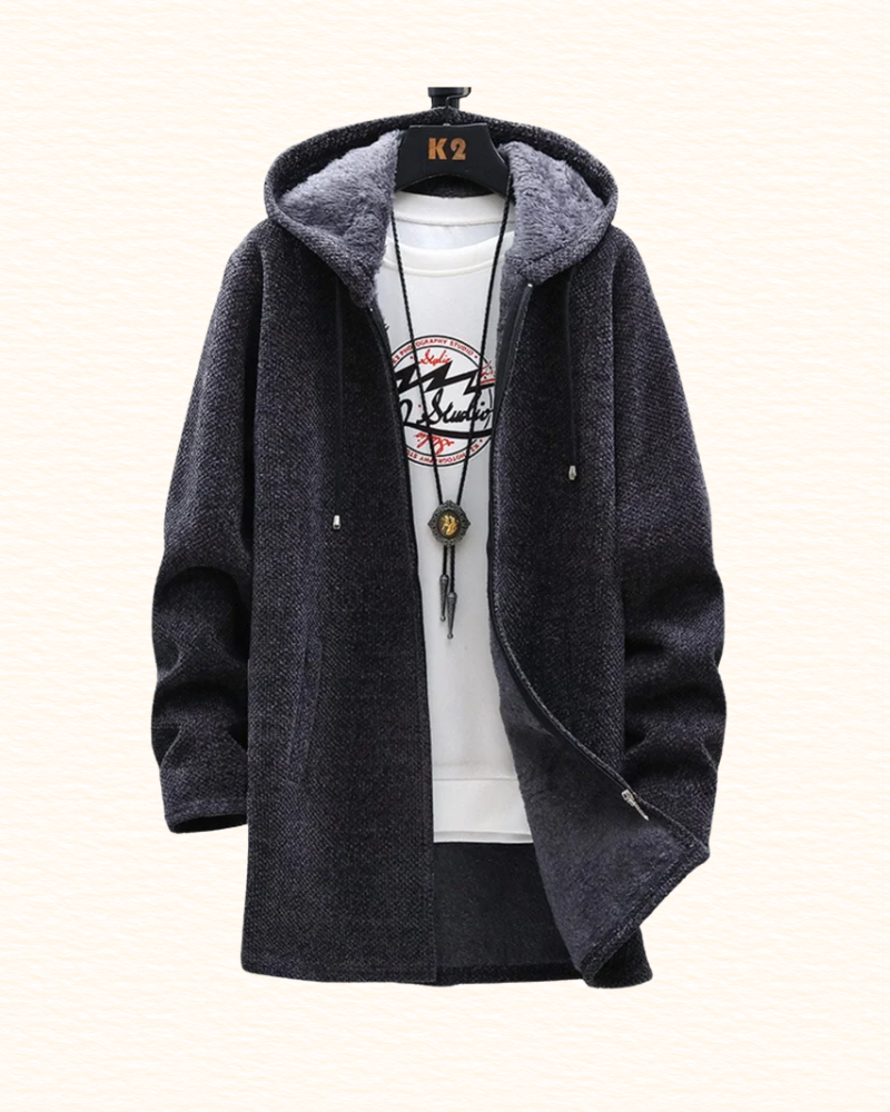Gilet Long À Capuche Pour Femme | Fermeture Zippée