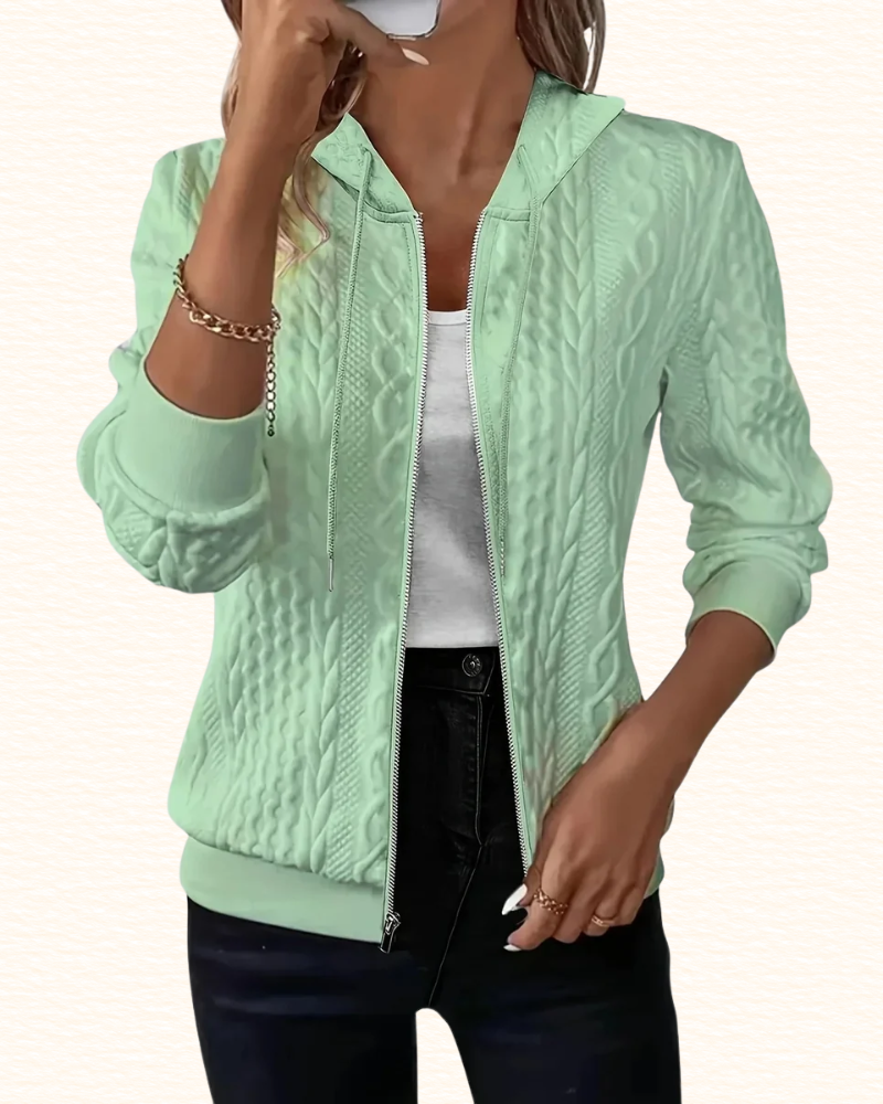 Gilet Zippé Pour Femme | Col Montant Et Motifs Torsadés