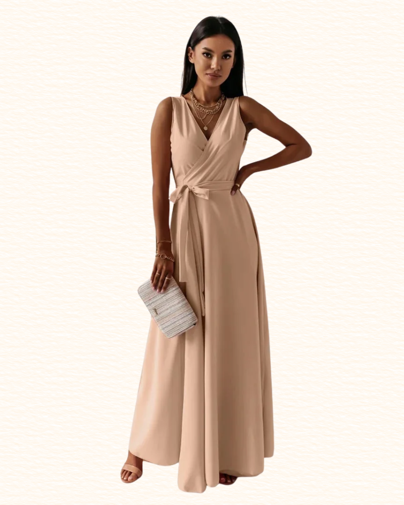 Robe Cache-Cœur Sans Manches Pour Femme | Maxi