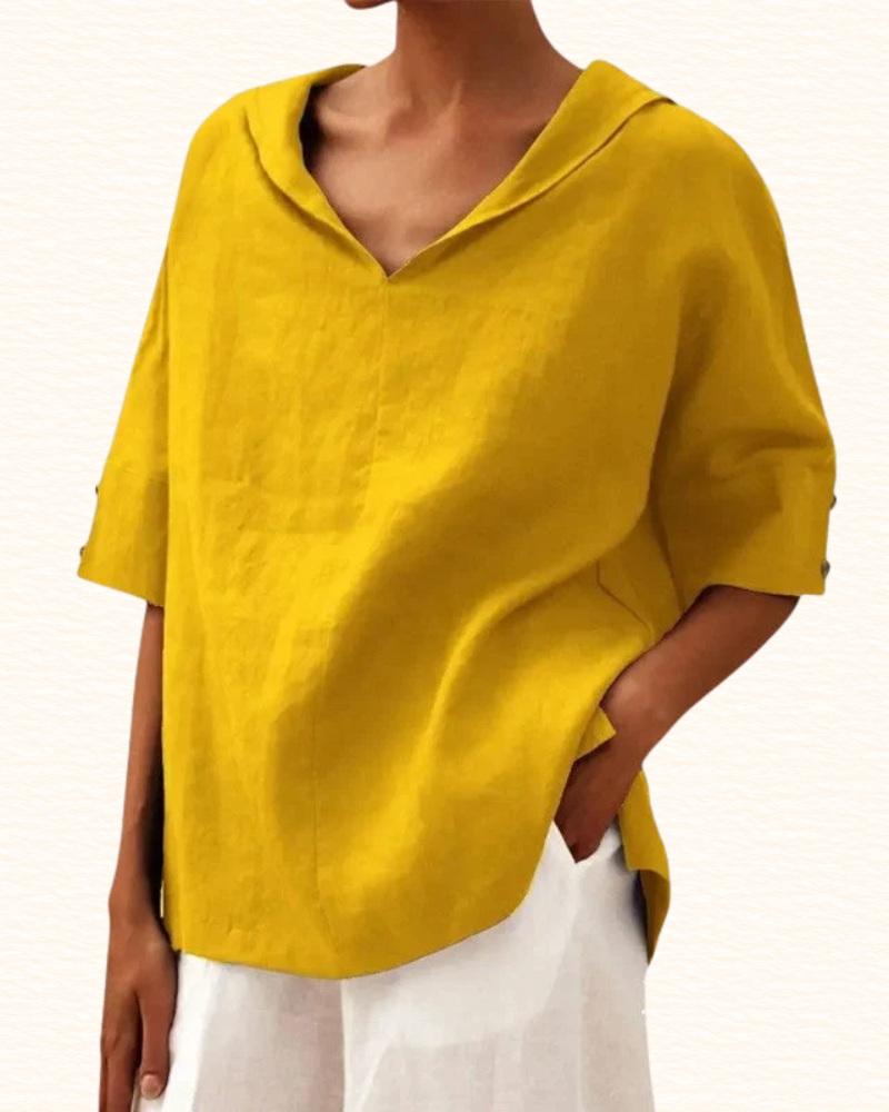 Blouse Unie Pour Femme | Col V Et Coupe Ample