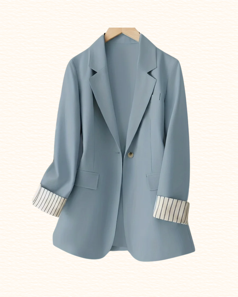Blazer Uni Pour Femme | Revers De Manches Rayés