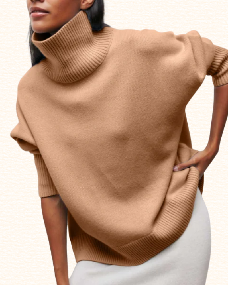 Pull Ample À Col Roulé Pour Femme | Épaules Tombantes