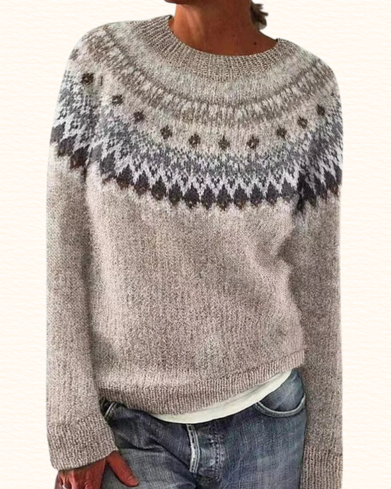 Pull À Motifs Nordiques Pour Femme | Col Rond