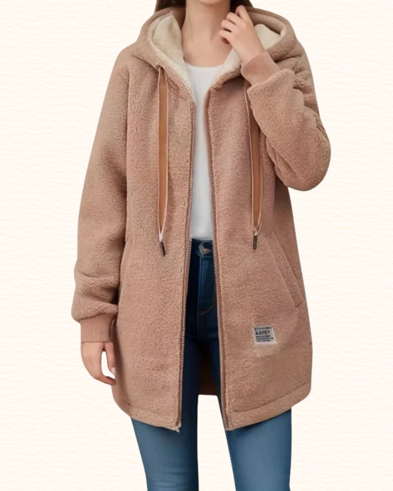 Veste Longue À Capuche Pour Femme | Texture Bouclée