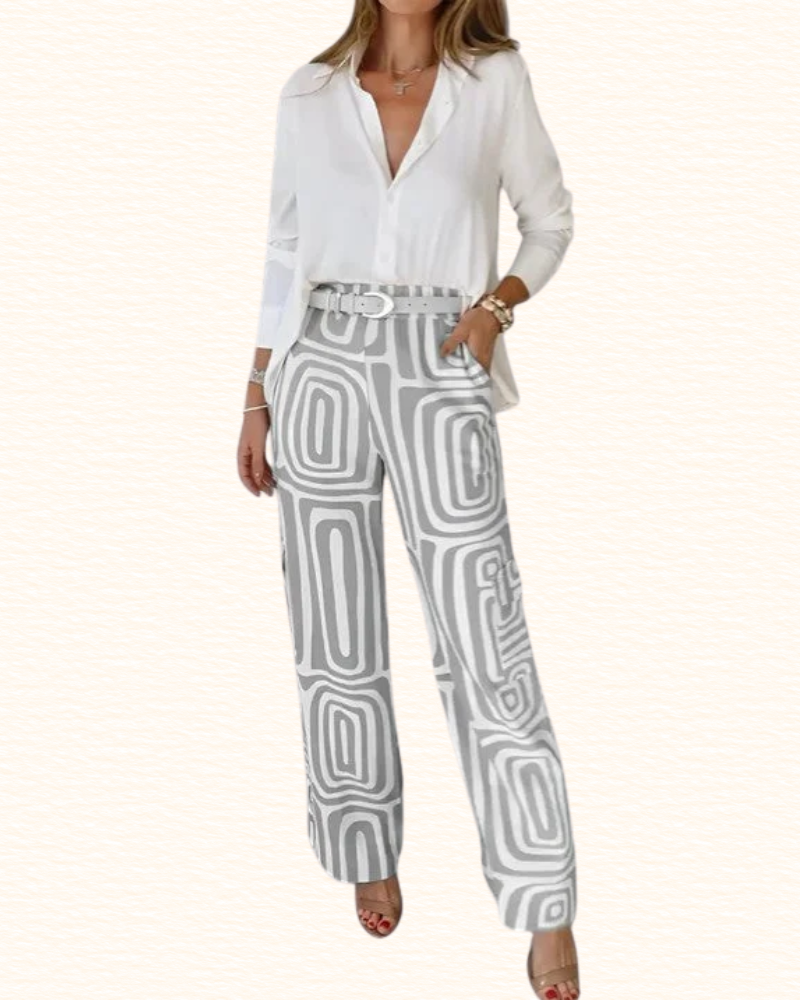 Ensemble Chemisier Et Pantalon Pour Femme | Motifs Géométriques